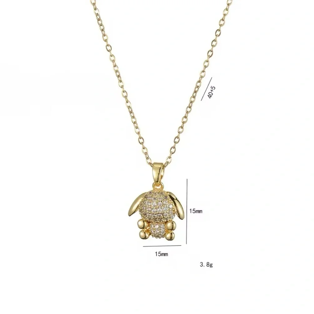 18K Gold 3D Pochacco Pave Diamond Pendant Necklace Sanrio Hello Kitty Kawaii